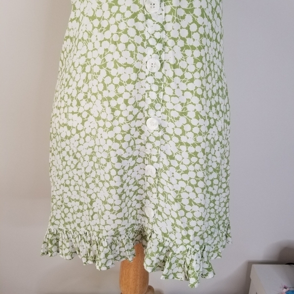 Faithfull the Brand Lou Lou Avocado Green Bella Floral Button Up Mini Dress 6 - Picture 14 of 16